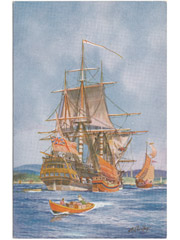 East India Company Ship Art Postcard Image 2