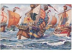 Battle of Sluys Naval art postcard  Image 2