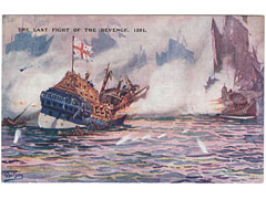 Art postcard of the naval ship Revenge