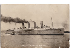 Mauretania Leaving the Tyne Postcard Image 2