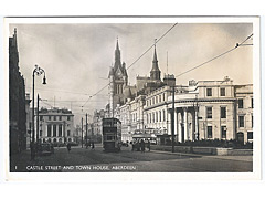 Castle Street and Town House - Aberdeen Postcard
