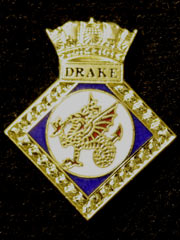 HMS Drake navy crest lapel badge