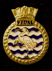 HMS Vidal navy crest lapel badge