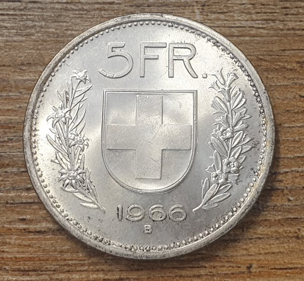Swiss - five francs - 1966